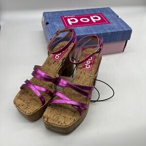 Pop Womens Admission Heeled Sandals Pink Fuschia Size 8M